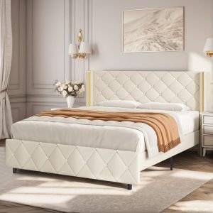 Buy Modern Diamond Design Button Tufted Headboard Bed