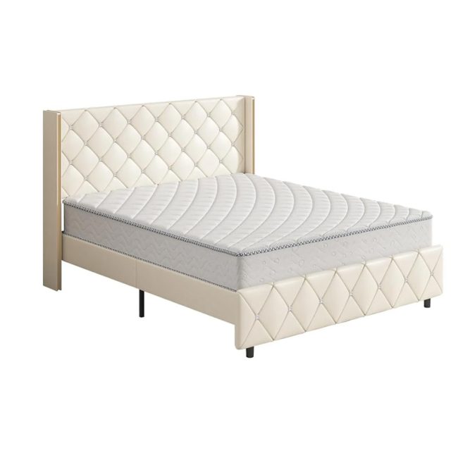 Modern Diamond Design Button Tufted Headboard Bed