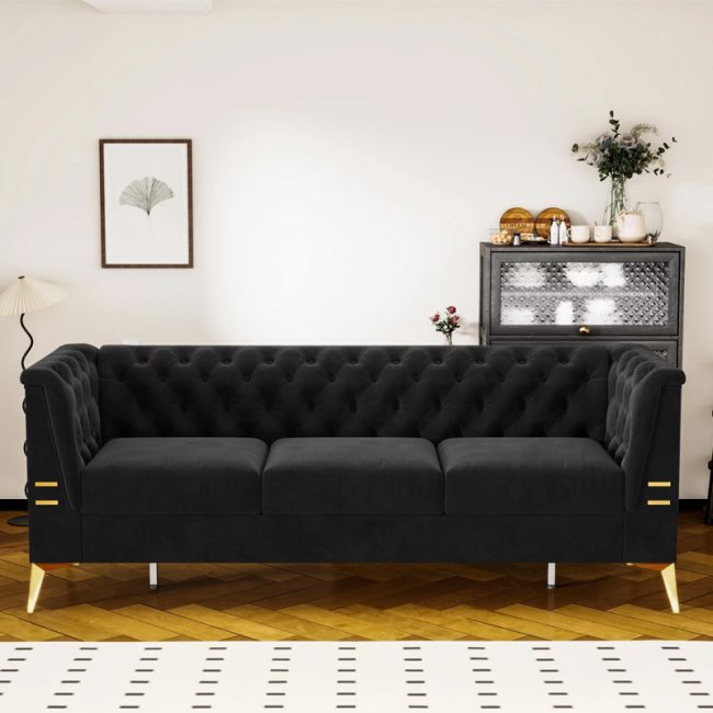 Modern Futon 3-Seater Couch Sofa for Living Room