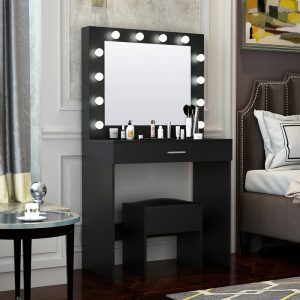 Modern Style 1 Drawer Makeup Table with LED Light