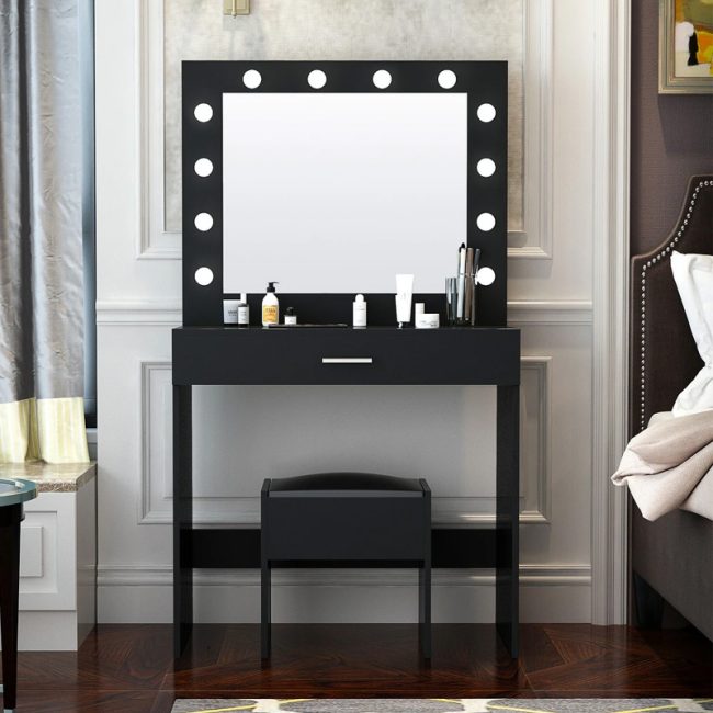 Modern Style 1 Drawer Makeup Table with LED Light