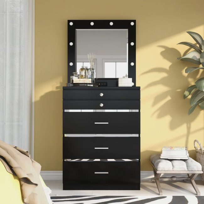 Retro Glam Vanity Chest and Mirror