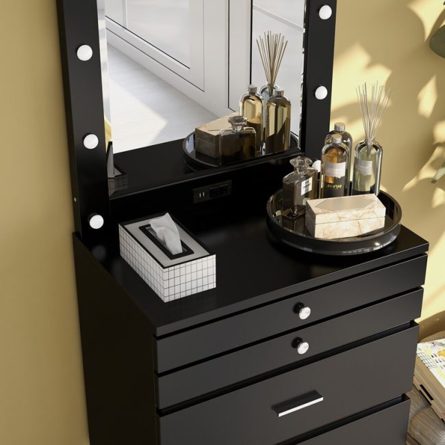 Retro Glam Vanity Chest and Mirror