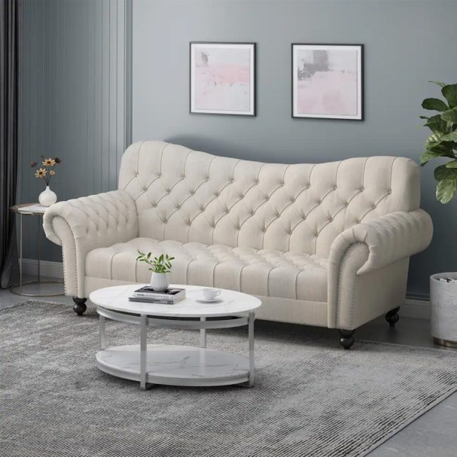 Rolled Arms Chesterfield Button Tufted Sofa