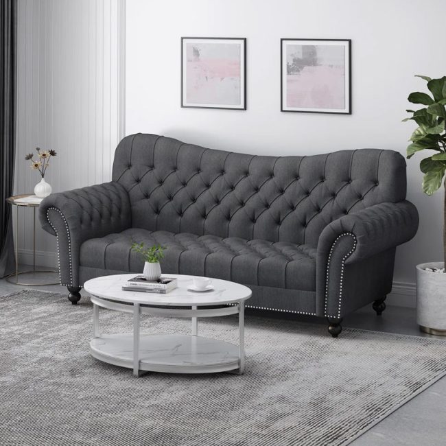 Rolled Arms Chesterfield Button Tufted Sofa