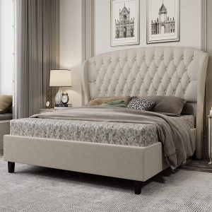 Buy now Shell Wingback Button Tufted Headboard Beds