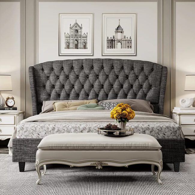 Shell Wingback Button Tufted Headboard