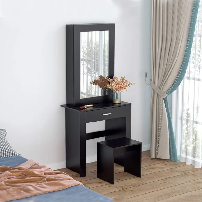 Storage Shelves Dressing Table with Mirror