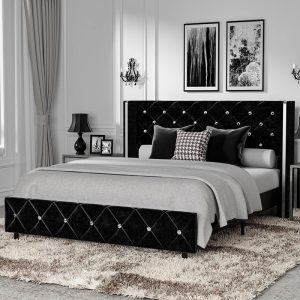 Get it Today Stylish Diamond Tufted Headboard Bed