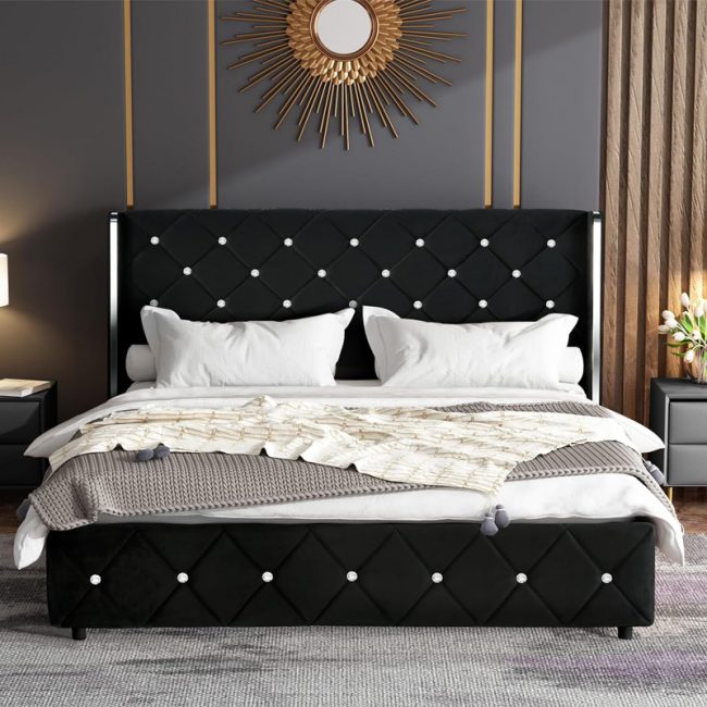 Stylish Diamond Tufted Headboard Bed