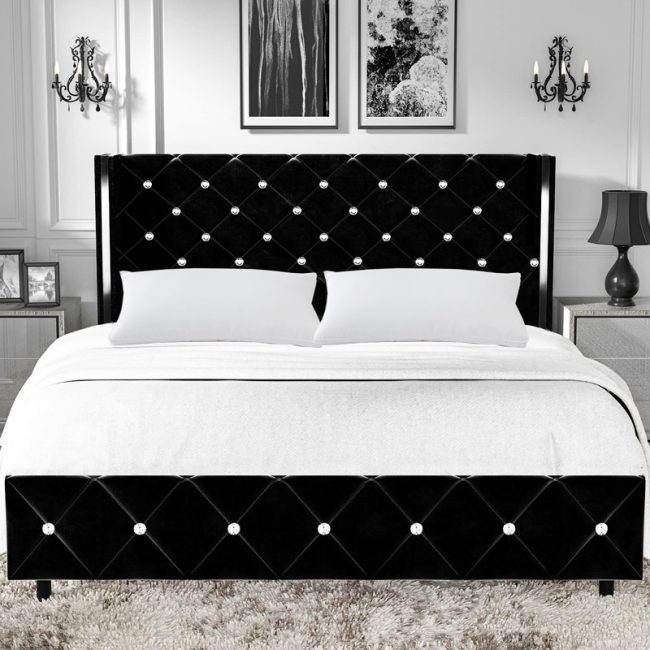 Stylish Diamond Tufted Headboard Bed