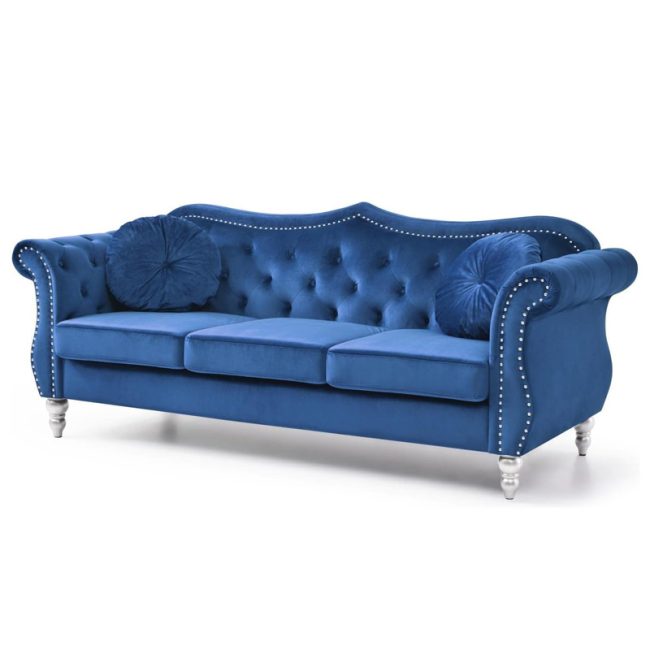 Transitional Look Velvet Tufted Sofa