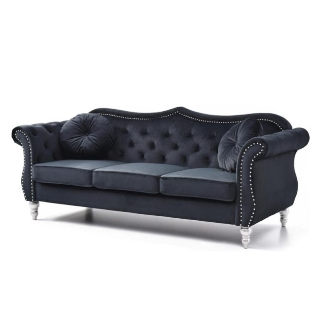 Transitional Look Velvet Tufted Sofa