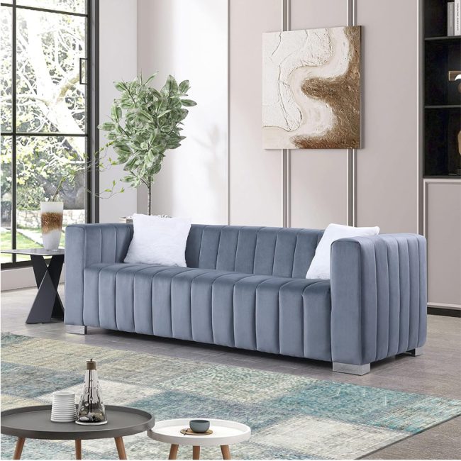 Velvet Chesterfield 3-Seat Sofa Couch