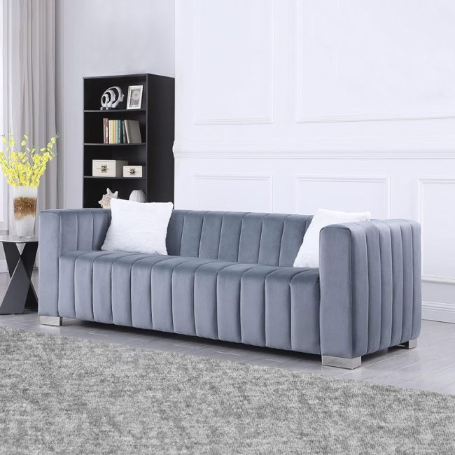 Velvet Chesterfield 3-Seat Sofa Couch