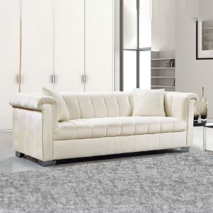 Velvet Wrapped Sofa with Deep Channel Tufting