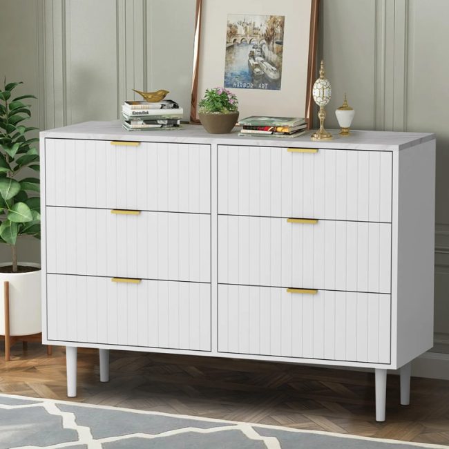 Vertical Design 6 Drawers Chest of Drawers Storage