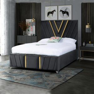 Vianca Crosse Line Velvet tufted Design Bed | Best Collection