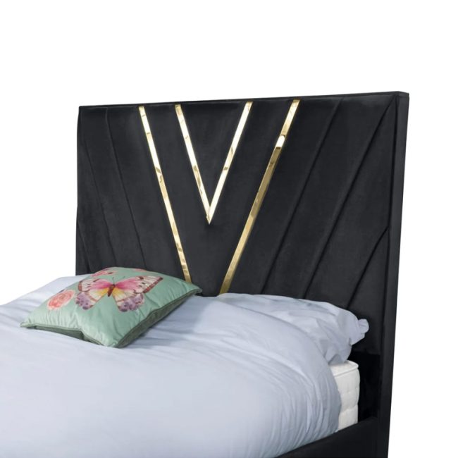 Vianca Crosse Line Velvet tufted Design Bed