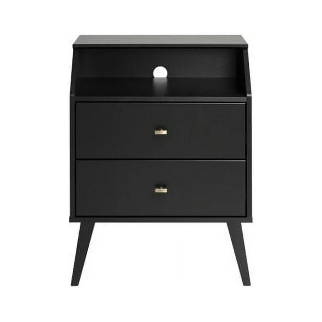 Angled Top Mid Century 2-Drawer Nightstand