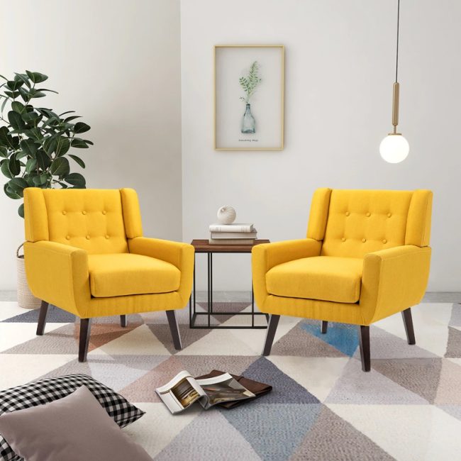 Button Tufted Modern Accent Chair Armchair