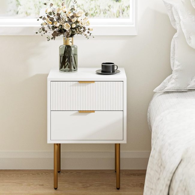 Classic Design Bedside Table with 2 Drawers