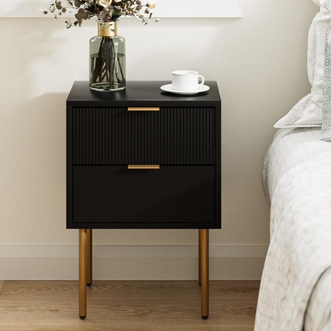 Classic Design Bedside Table with 2 Drawers