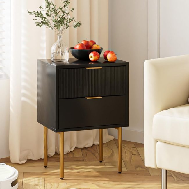 Classic Design Bedside Table with 2 Drawers