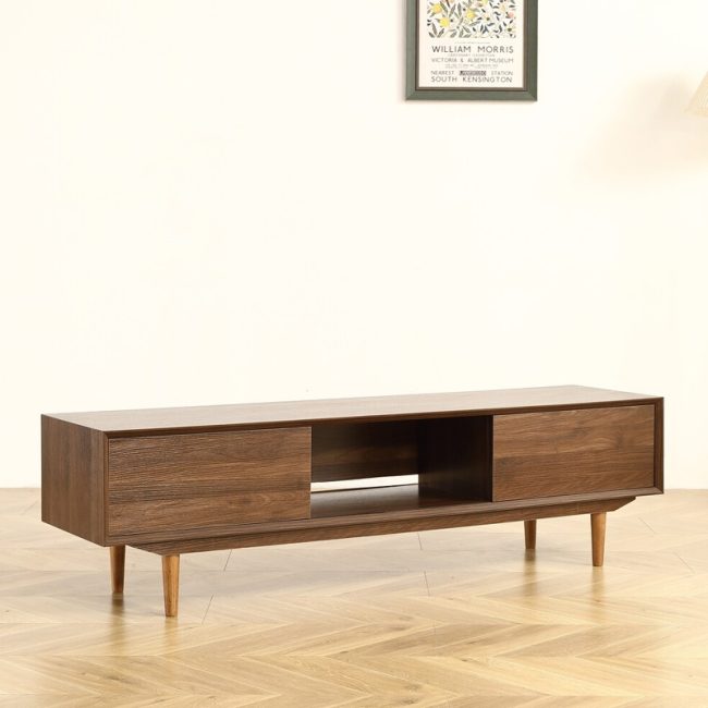 Contemporary Living Room TV Stand with Solid Wood Legs