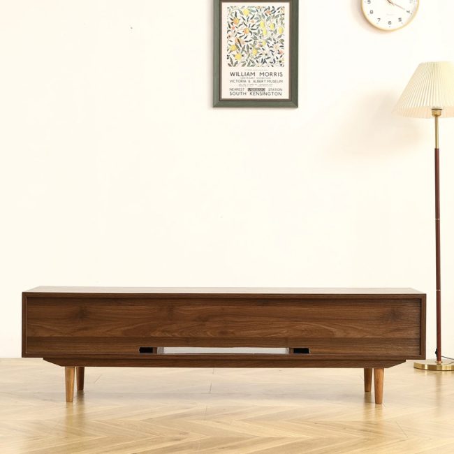 Contemporary Living Room TV Stand with Solid Wood Legs