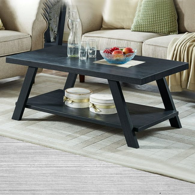 Contemporary Style Wood Shelf Coffee Table