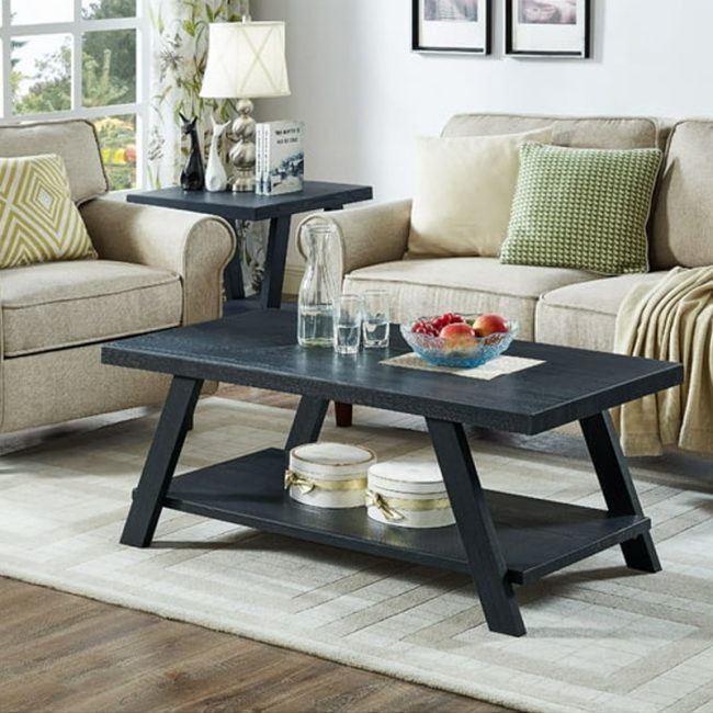 Contemporary Style Wood Shelf Coffee Table