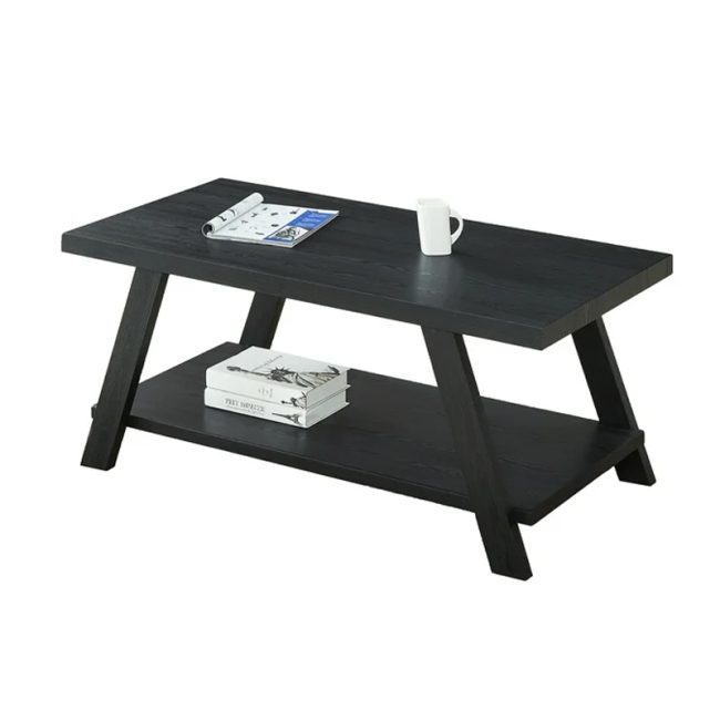 Contemporary Style Wood Shelf Coffee Table