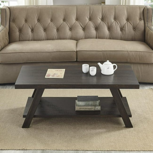 Contemporary Style Wood Shelf Coffee Table