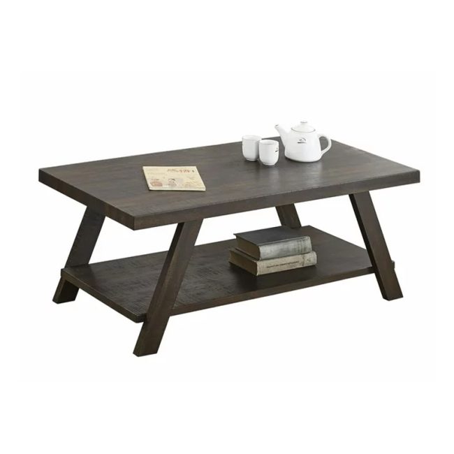 Contemporary Style Wood Shelf Coffee Table