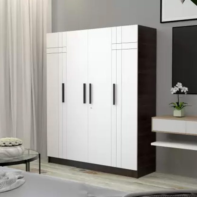 Elegant Design Engineered Wood 4 Door Wardrobe