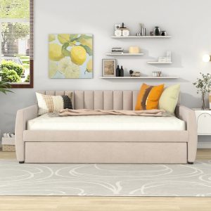 Elegant Twin Size Upholstered Daybeds with Trundle