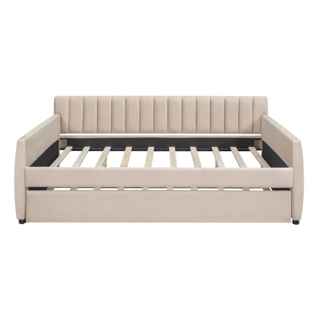 Elegant Twin Size Upholstered Daybed with Trundle