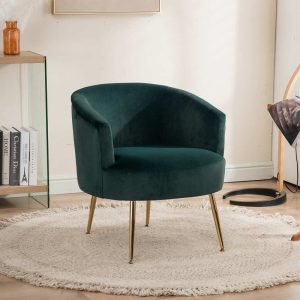 Get it now Elegant Velvet Armchair with Gold Metal Legs