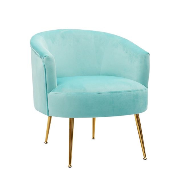 Elegant Velvet Armchair with Gold Metal Legs