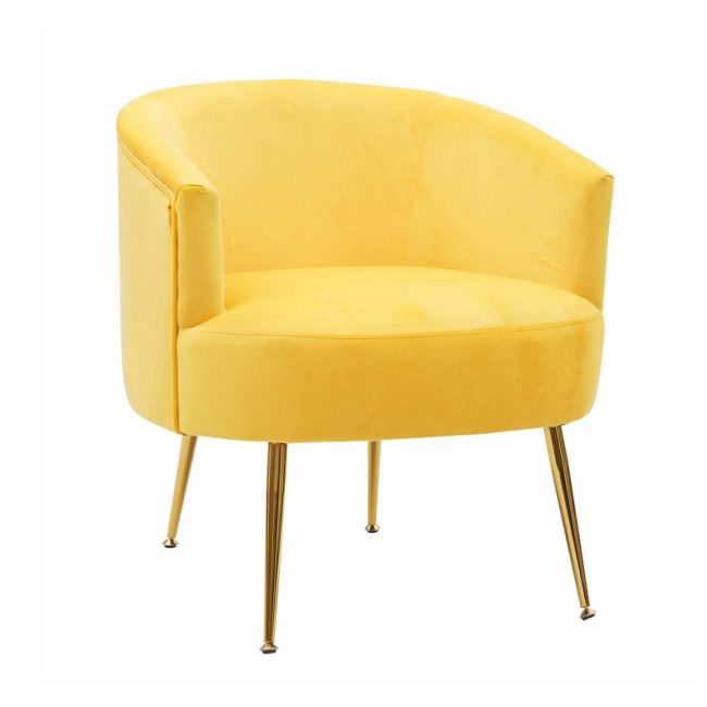 Elegant Velvet Armchair with Gold Metal Legs