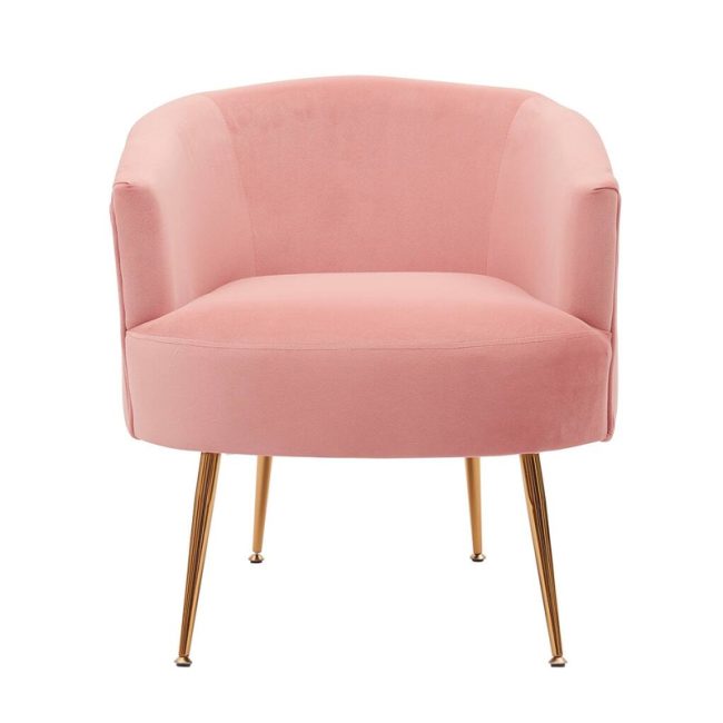 Elegant Velvet Armchair with Gold Metal Legs