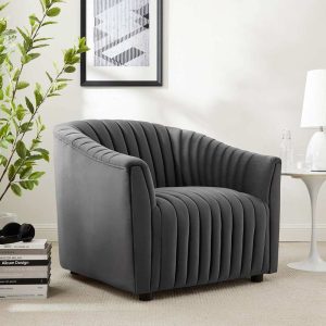 Shop Today Elegant Velvet Channel Tufted Armchair