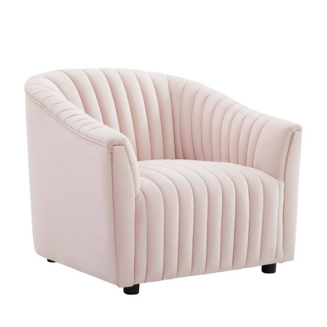 Elegant Velvet Channel Tufted Armchair