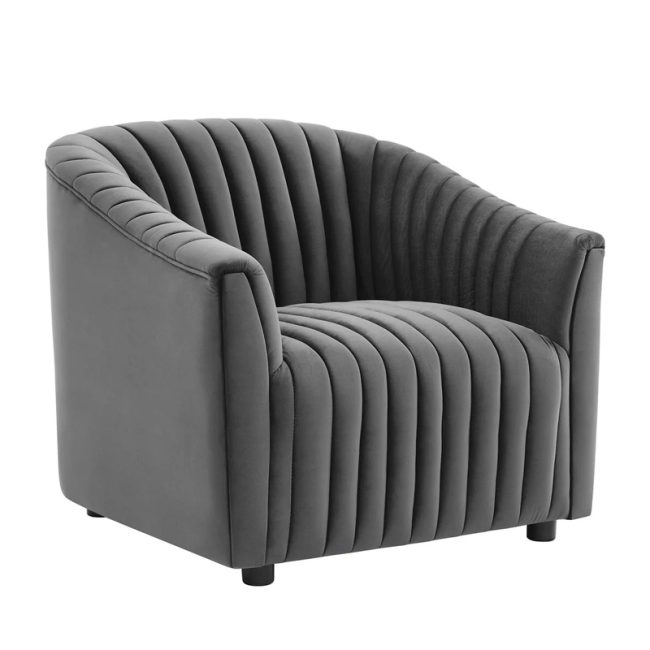 Elegant Velvet Channel Tufted Armchair