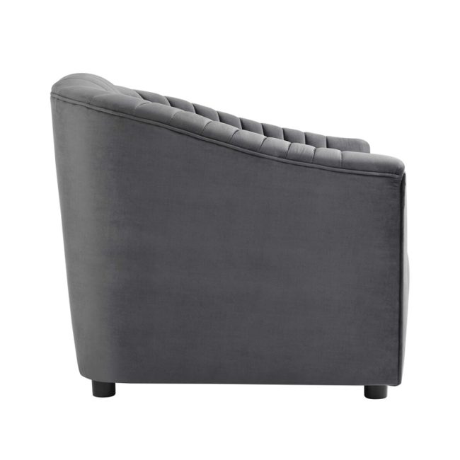 Elegant Velvet Channel Tufted Armchair