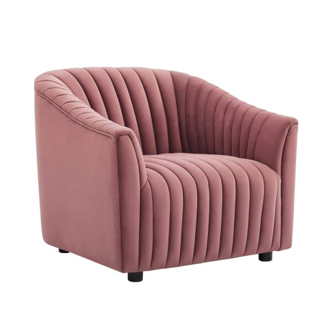 Elegant Velvet Channel Tufted Armchair