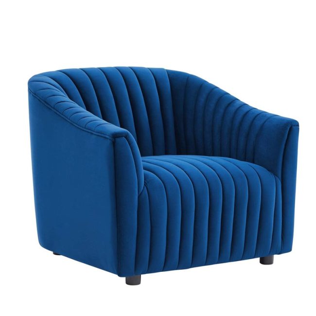 Elegant Velvet Channel Tufted Armchair