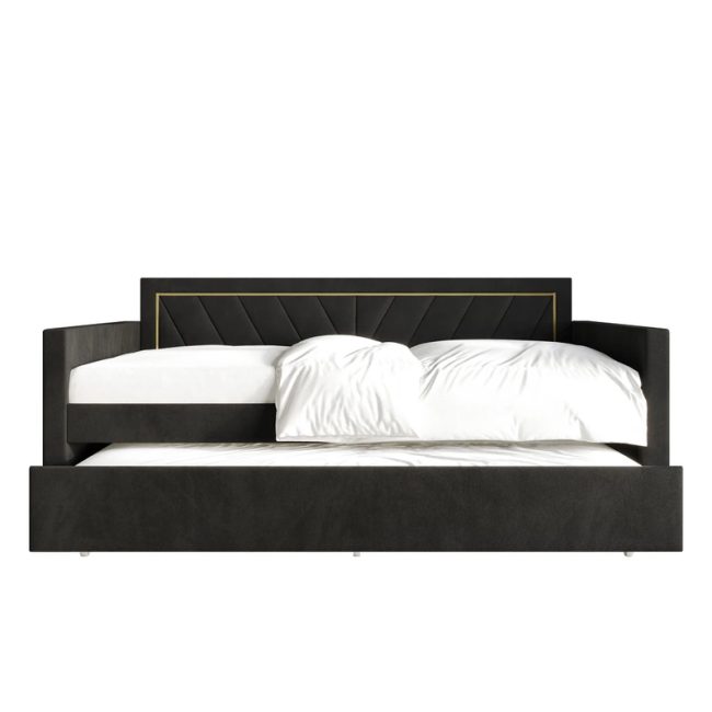 Elegant Velvet Upholstered Twin Daybed with Trundle