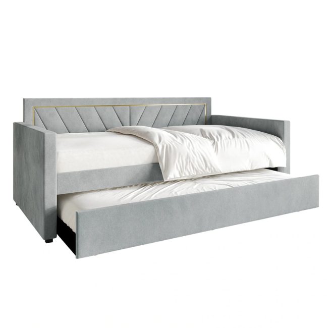 Elegant Velvet Upholstered Twin Daybed with Trundle